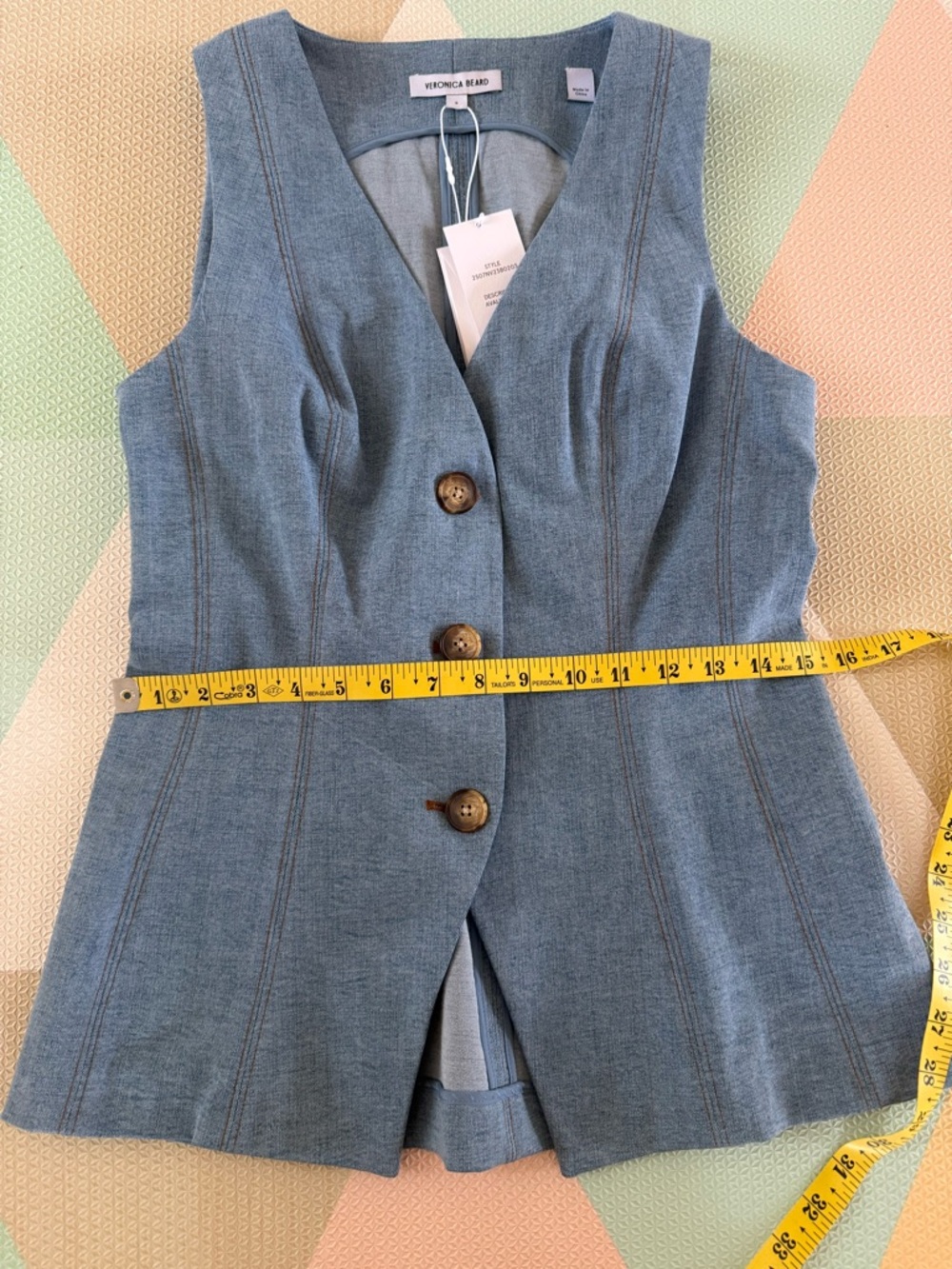 Veronica Beard Alvina Denim Vest NWT Size 6 in Blue Mirage - Picture 8 of 13